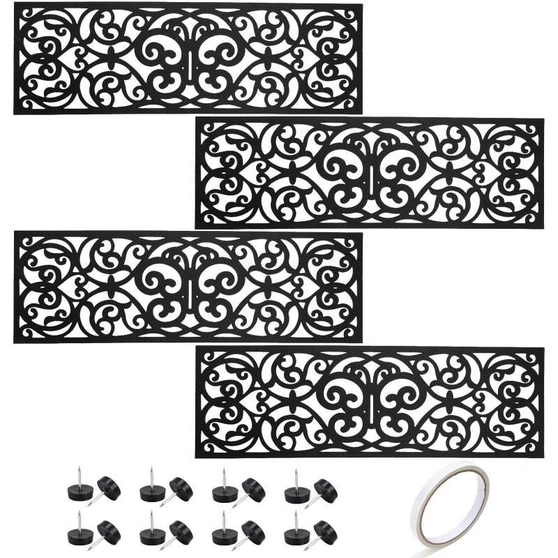 Hedume 4 Pack Rubber Stair Mats, Non Slip Stair Treads Mat, Rubber Scroll Doormat for Outdoor, Indoor, Entrance, Stairs (29" x 9.5") - Image 1